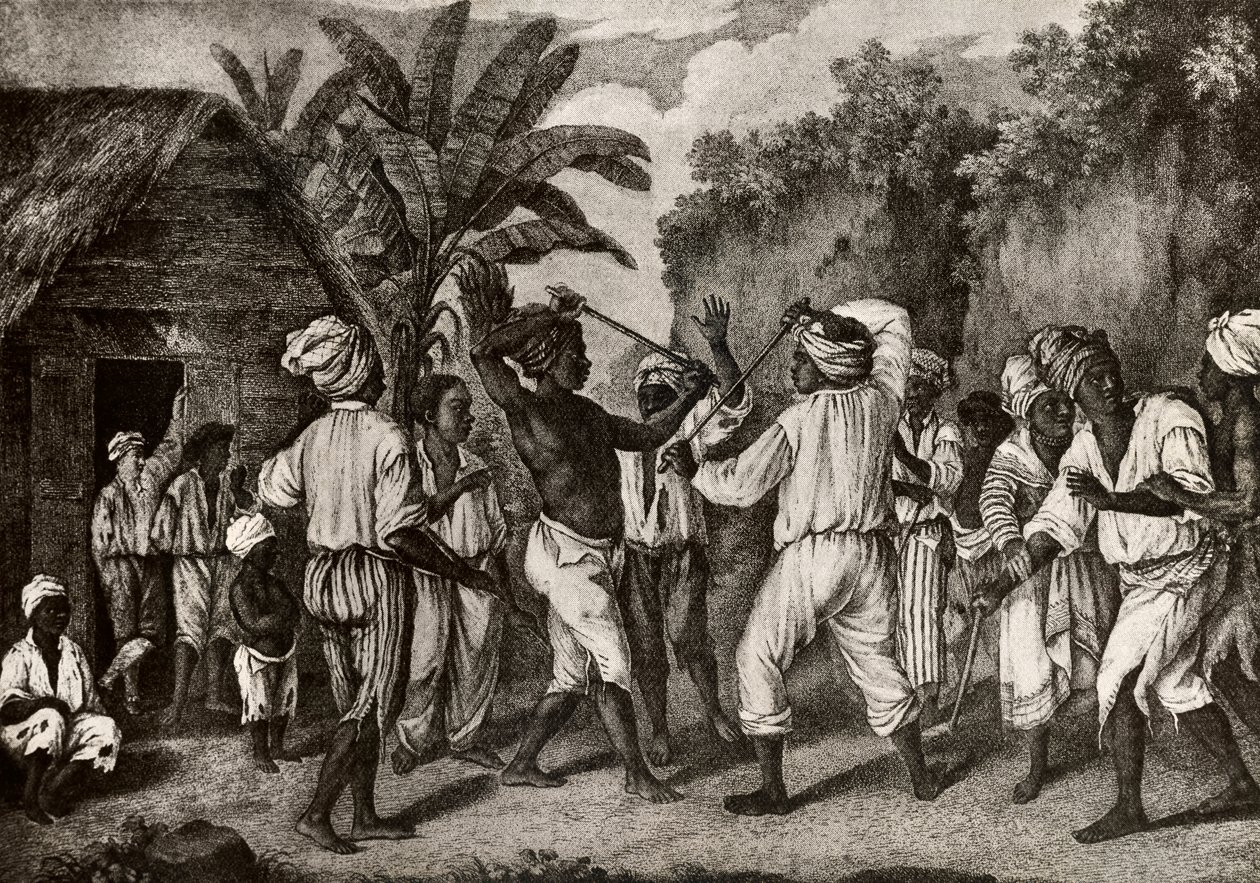 Cudgeling Match mezi anglickými a francouzskými černochy na ostrově Dominika, Santo Domingo od Agostino Brunias