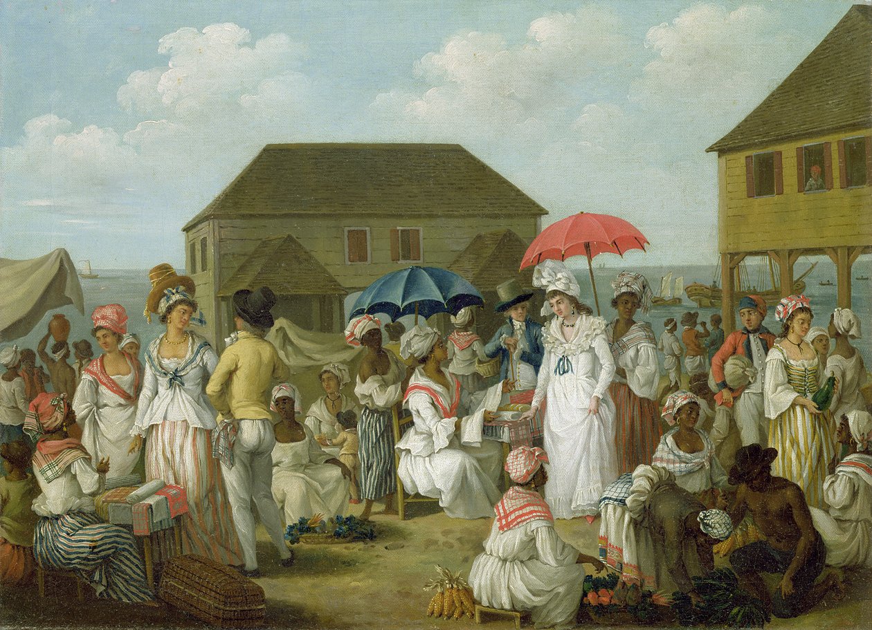 Lněný trh, Dominika, cca 1780 (olej na plátně) od Agostino Brunias
