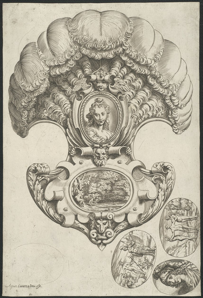 Čelenka v podobě vějíře od Agostino Carracci