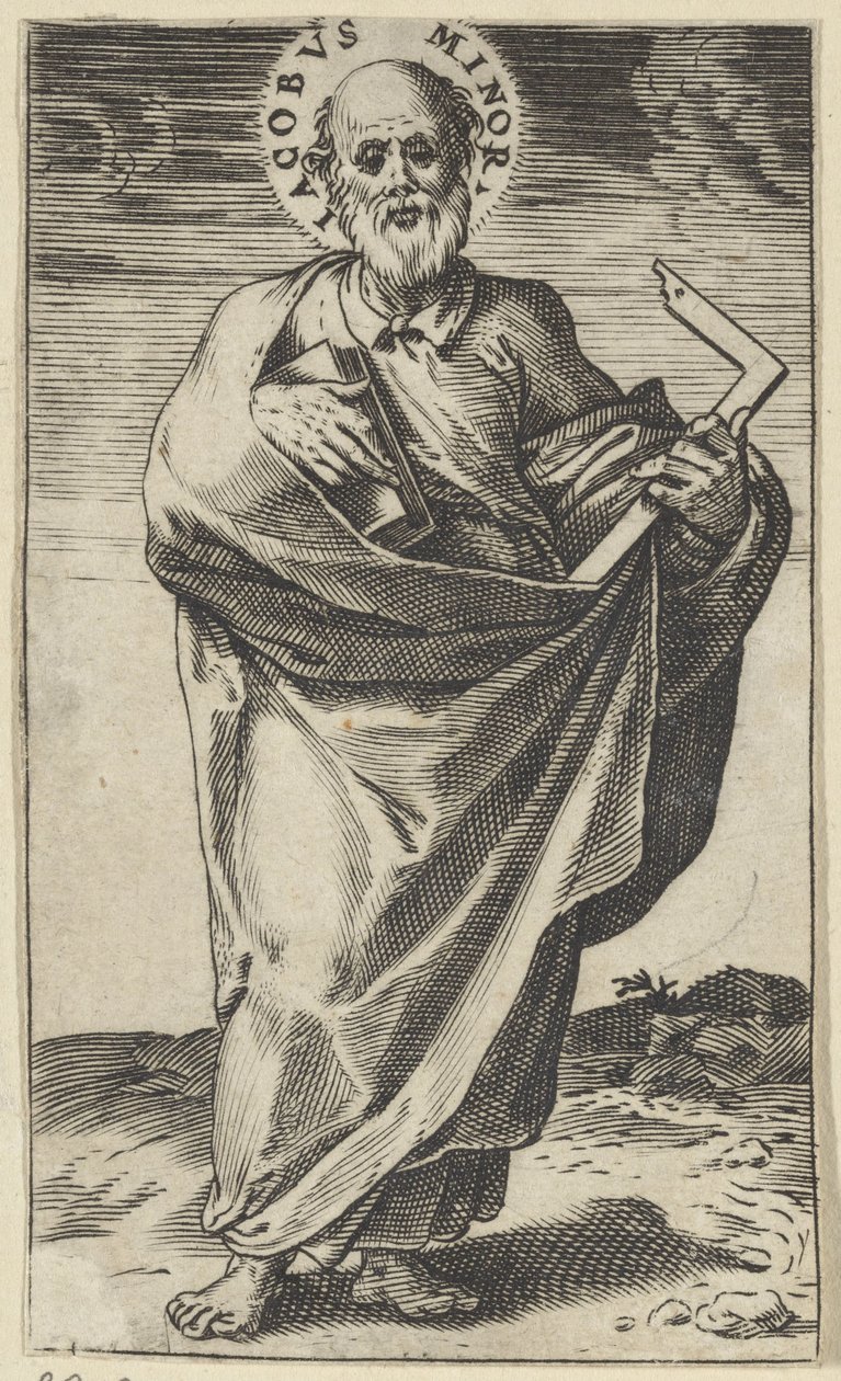 Apoštol Jakub Menší s knihou a čtvercem Kristus, Maria, Jan Křtitel a apoštolové (název série) od Agostino Carracci