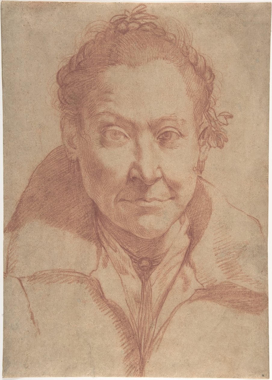 Portrét ženy po prsa (avers); studie dívky po prsa (revers) od Agostino Carracci