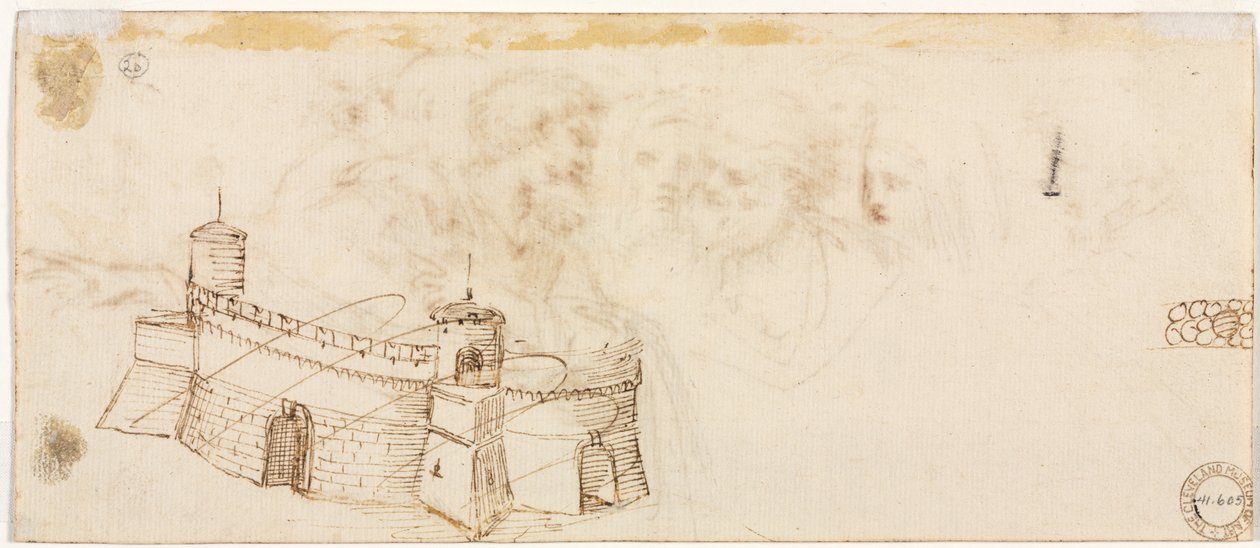 Crenelated Fortress (verso) od Agostino Carracci
