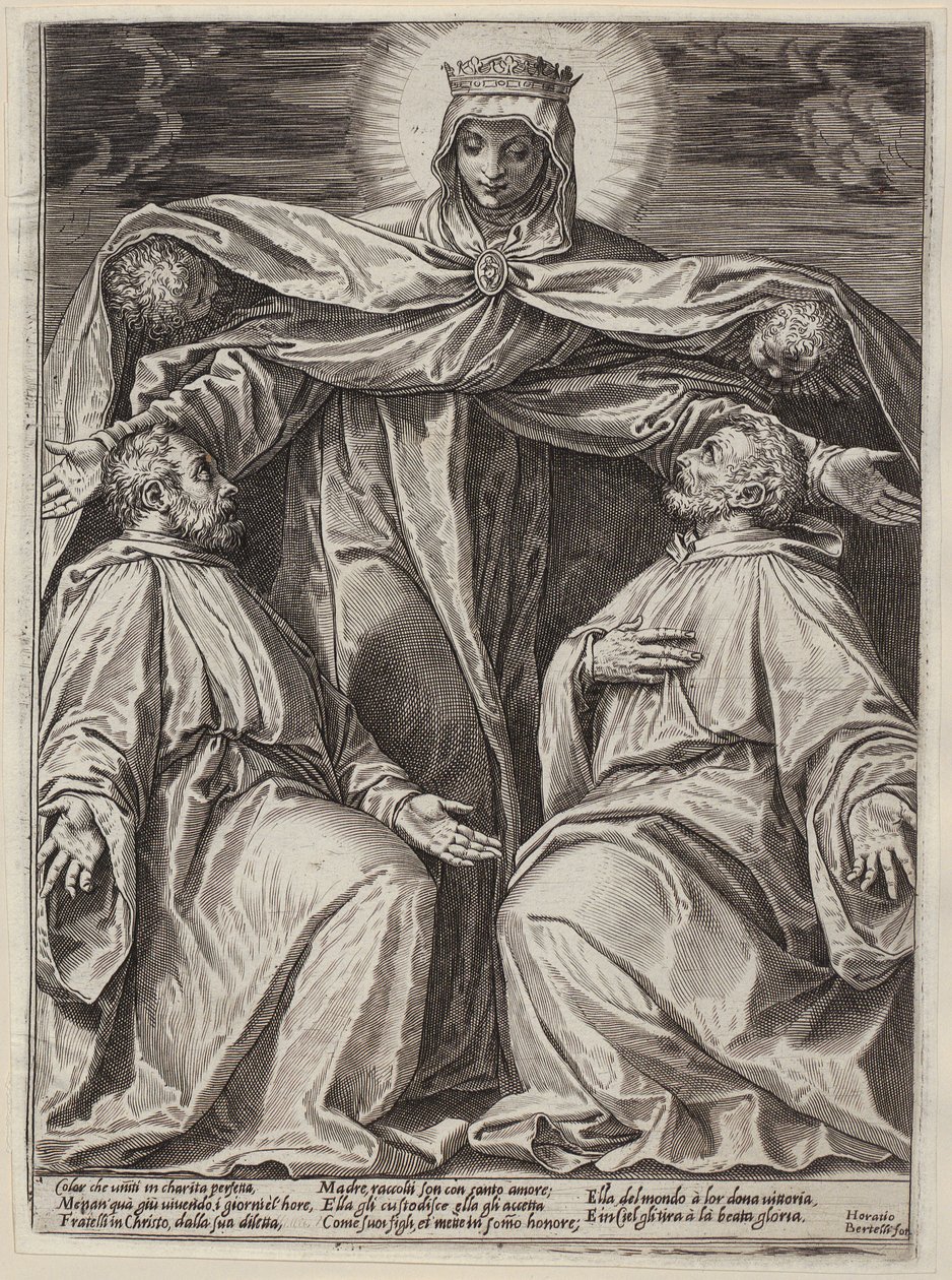Madona s ochranným pláštěm a dvěma řeholníky od Agostino Carracci