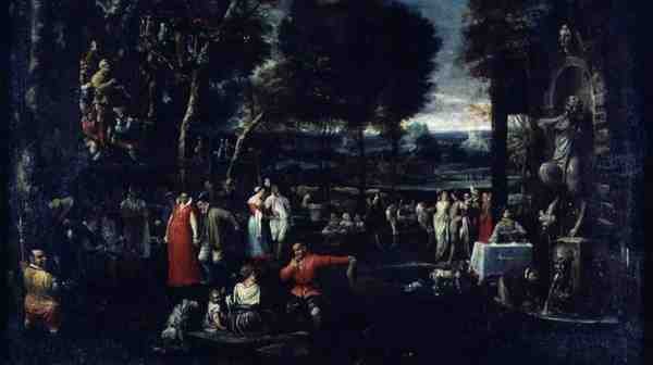 Fete Champetre nebo Fete Milanese, kolem 1584 od Agostino Carracci