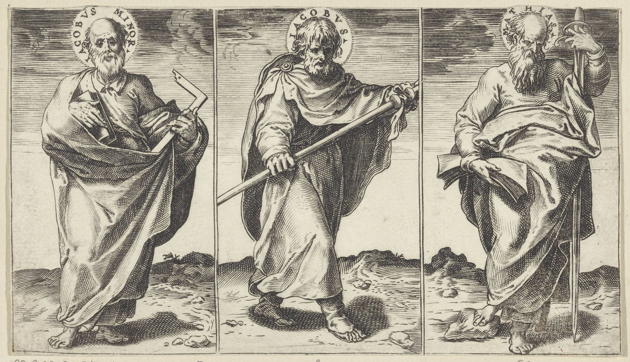 Jakuba Menšího, Jakuba Většího a Matyáše Kristus, Maria, Jan Křtitel a apoštolové (název série) od Agostino Carracci