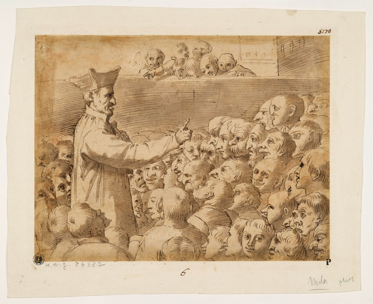 Karikatura kázání od Agostino Carracci