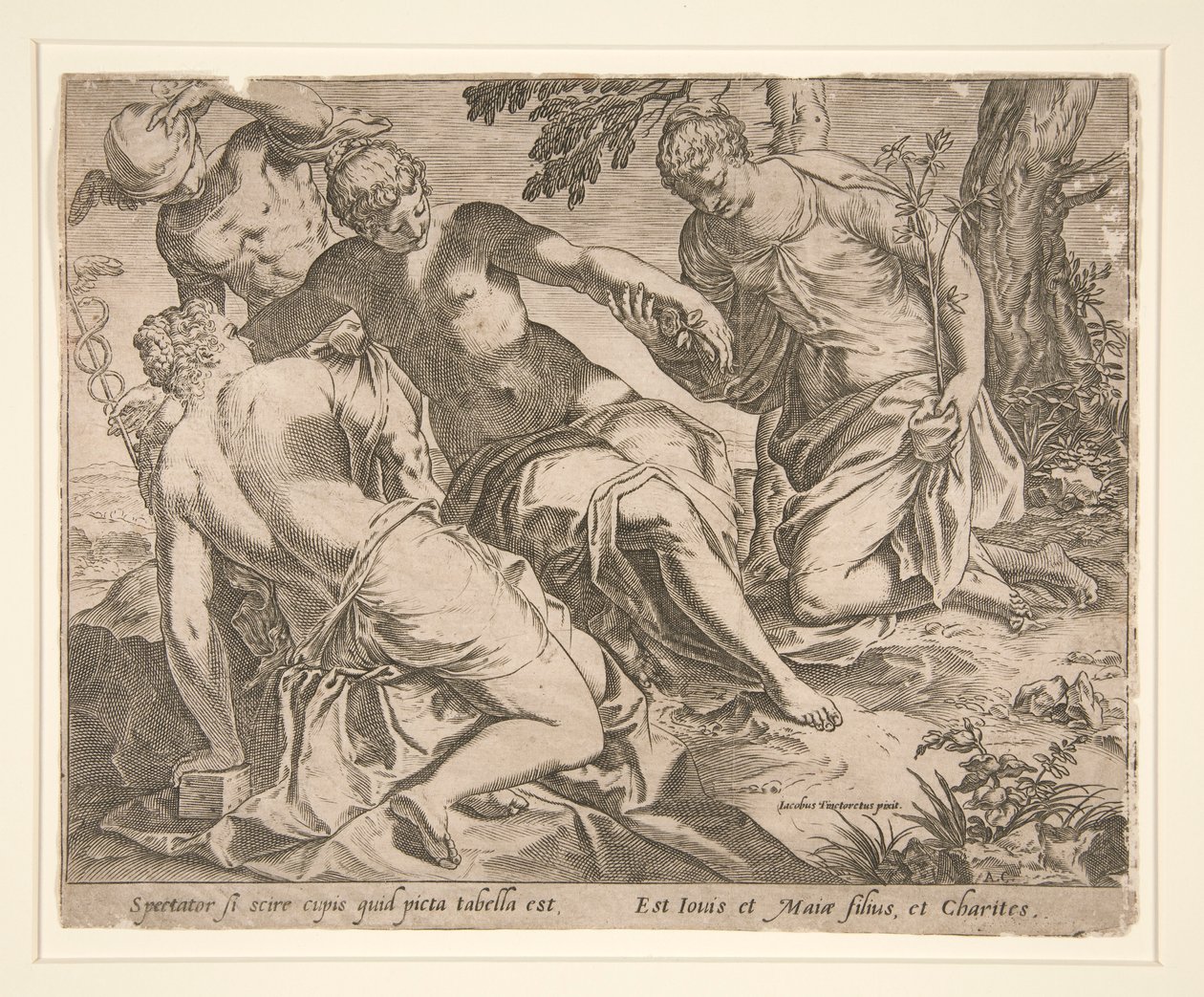 Merkur a Tři Grácie od Agostino Carracci