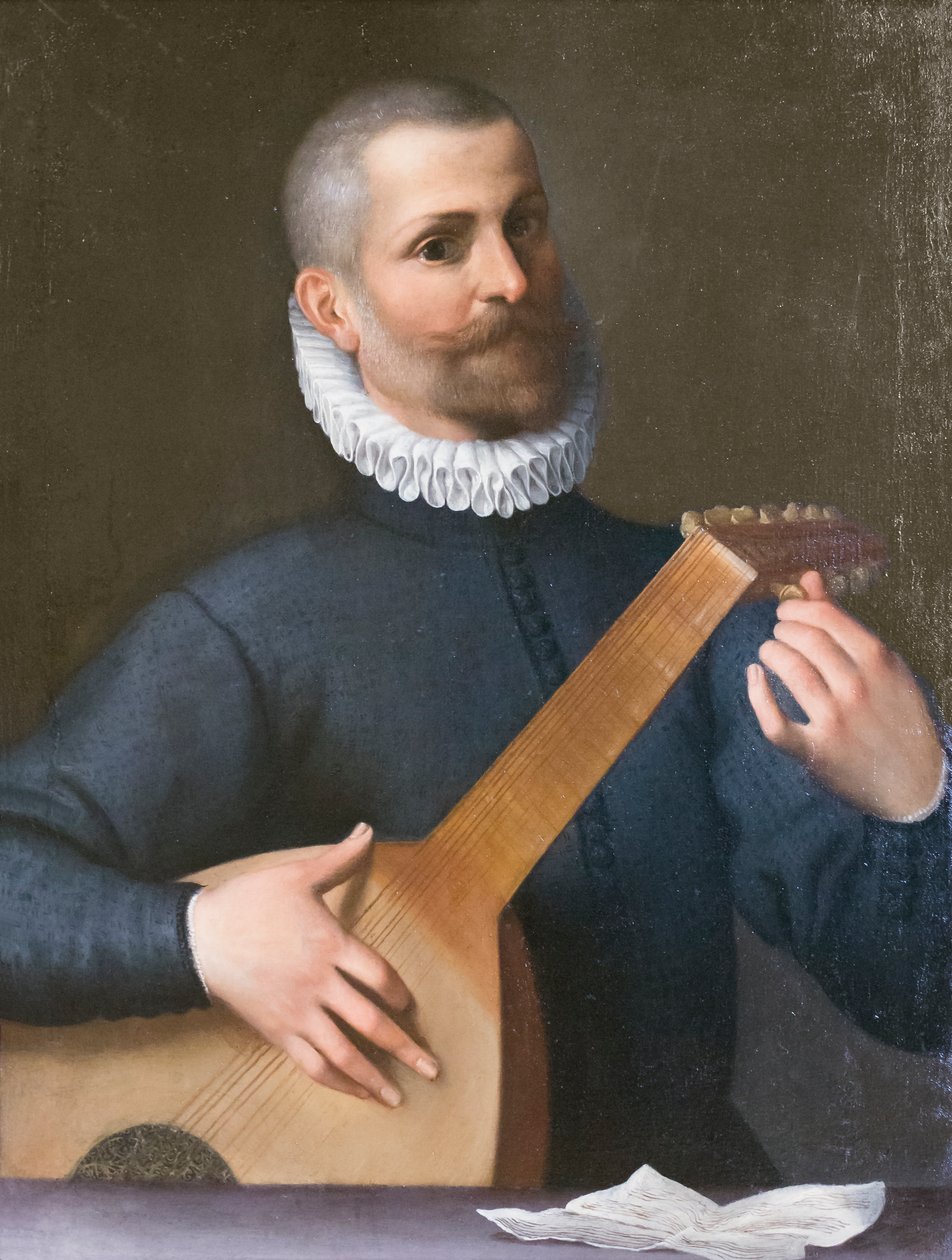 Portrét hráče na loutnu, možná Orazio Bassani od Agostino Carracci