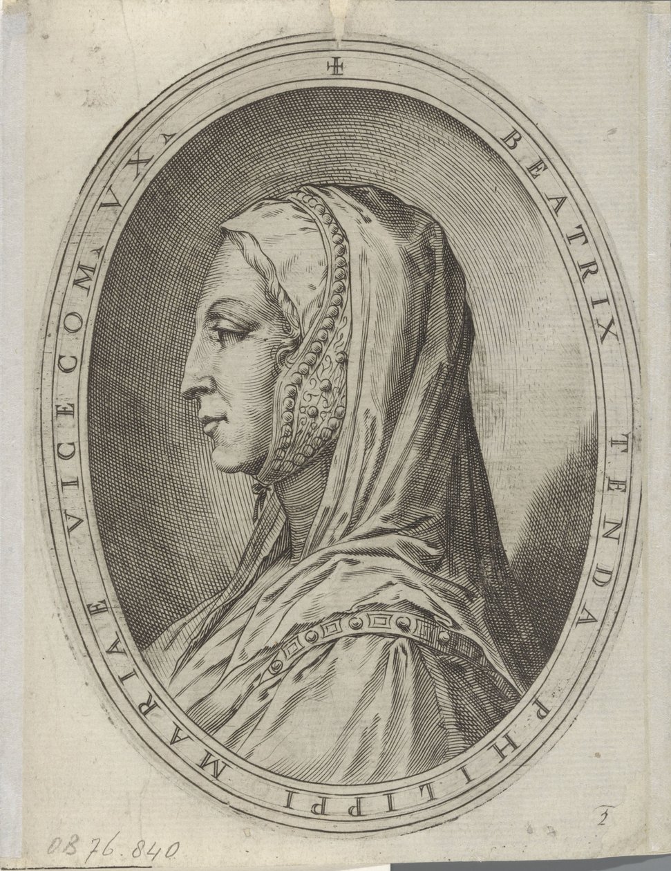 Portrét van Beatrice z Tendy od Agostino Carracci