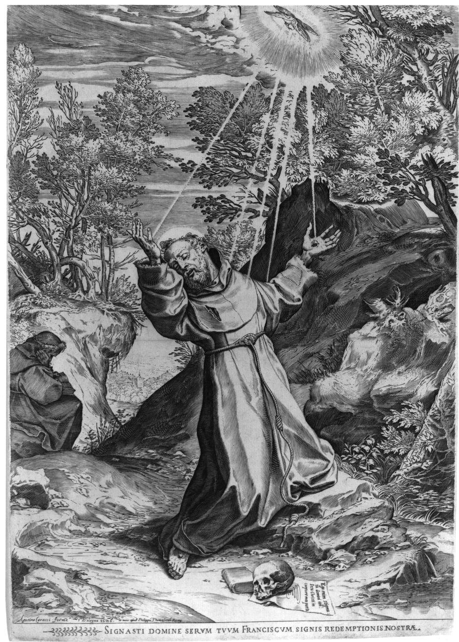Stigmatizace svatého Františka od Agostino Carracci