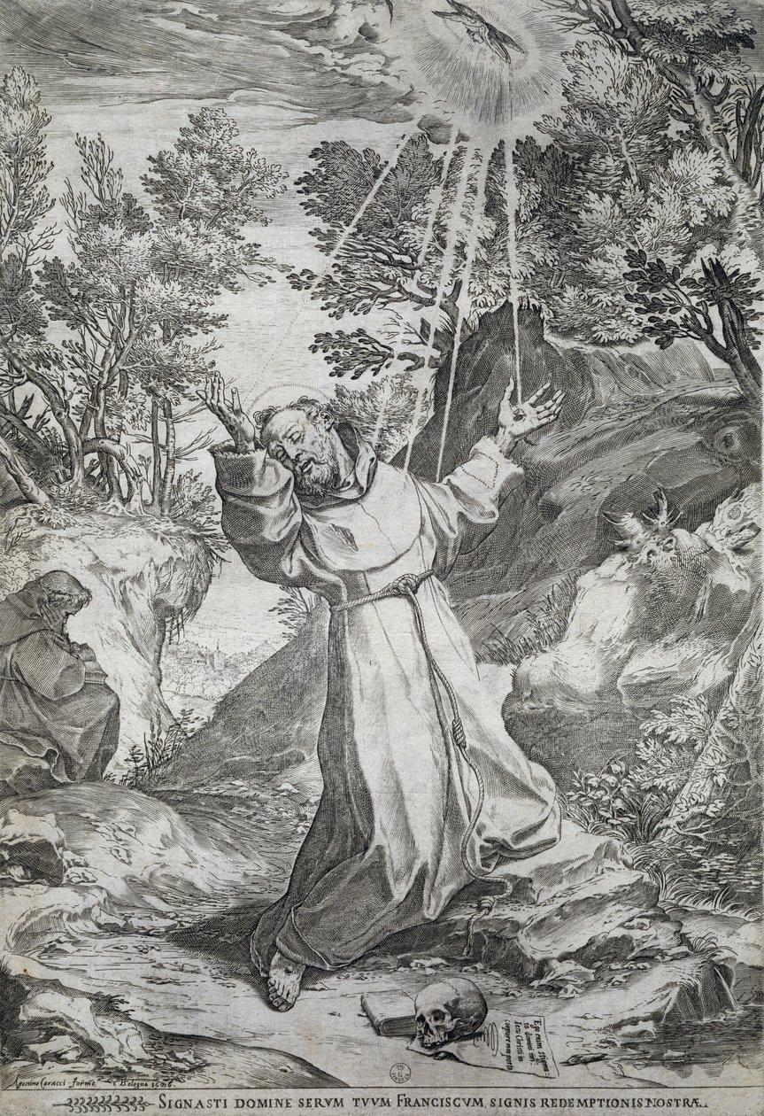 Stigmatizace svatého Františka na hoře La Verna (1224) od Agostino Carracci