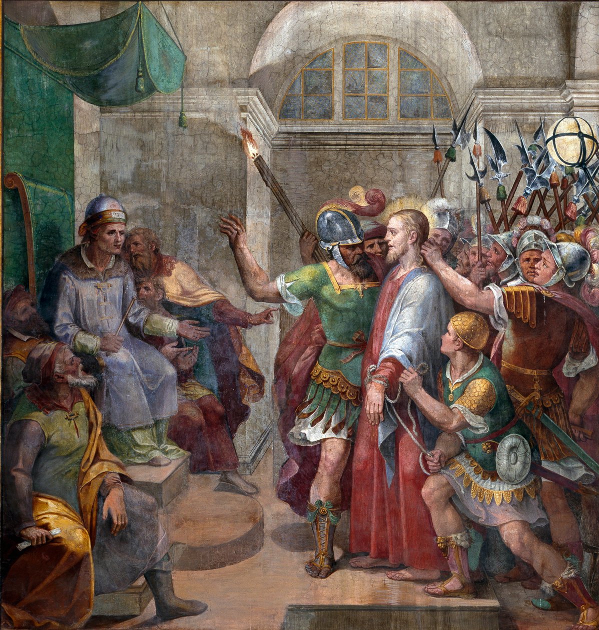 Vášeň: "Kristus před Pilátem Pontským (Pontius Pilatius)" "Freska od Agostina Ciampelliho (1577-1642) 1594-1600 Řím, bazilika Santa Prassede od Agostino Ciampelli