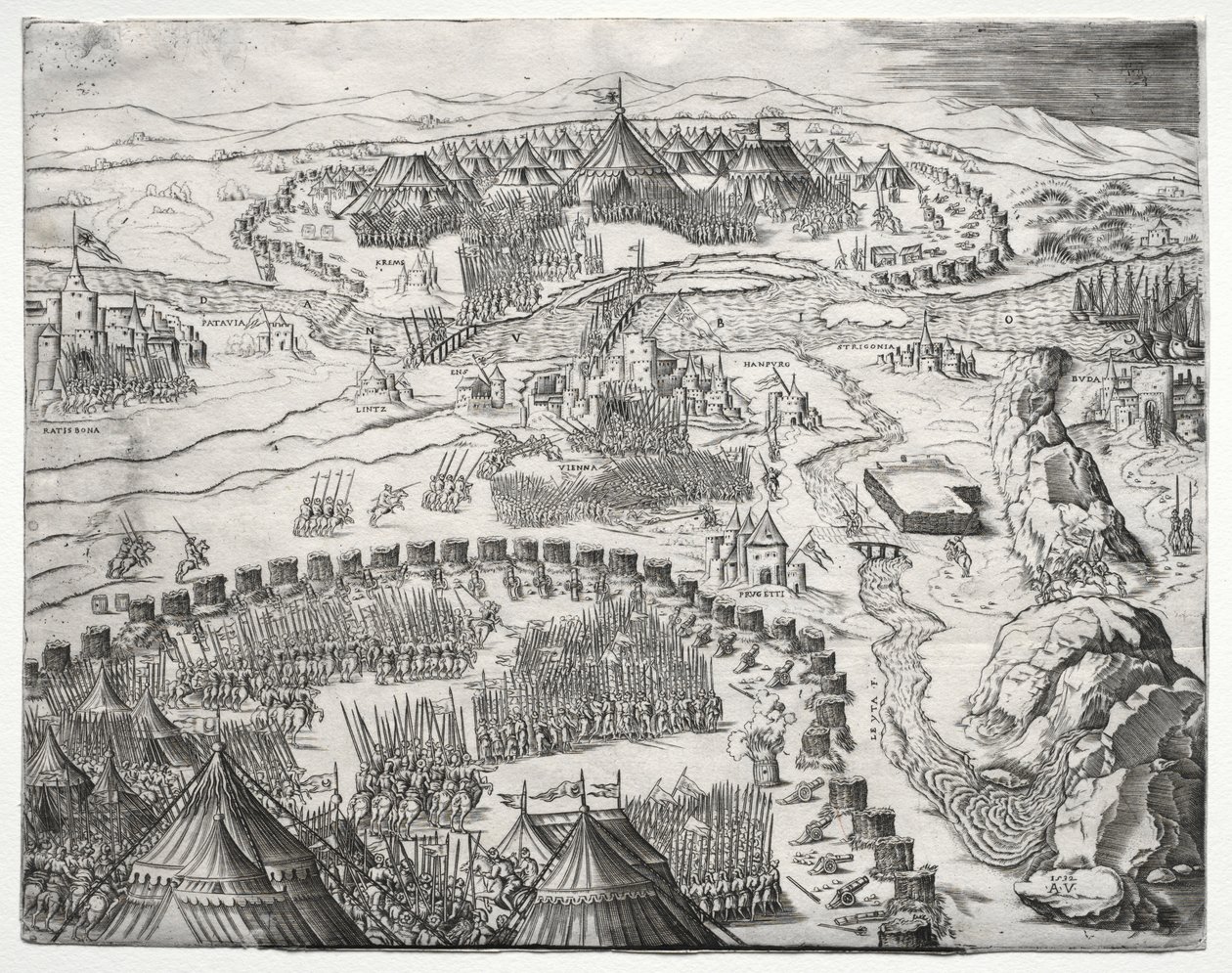 Postavení a tábor armád Karla V. a Solimana II., 1532. od Agostino Musi