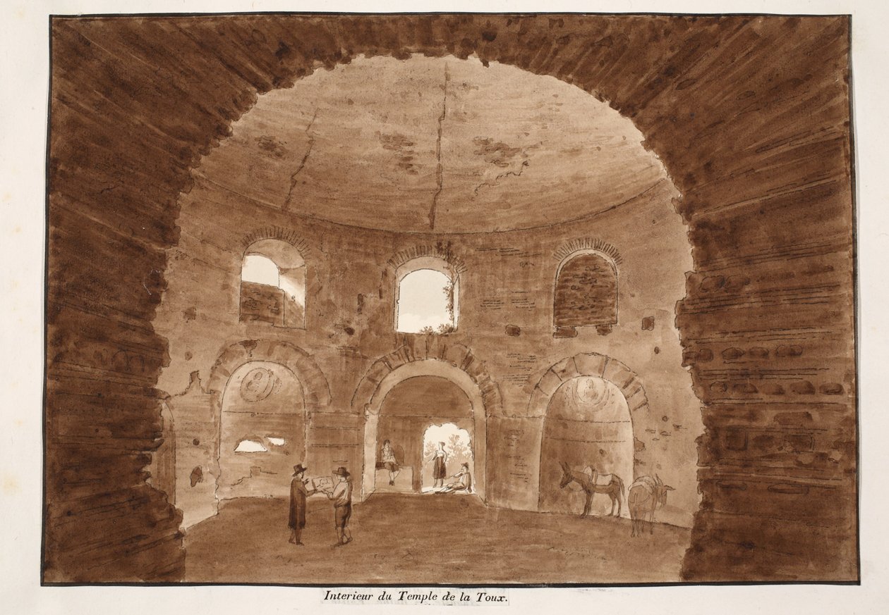 Interiér chrámu kašle, 1833 (lept s hnědým lavírováním) od Agostino Tofanelli