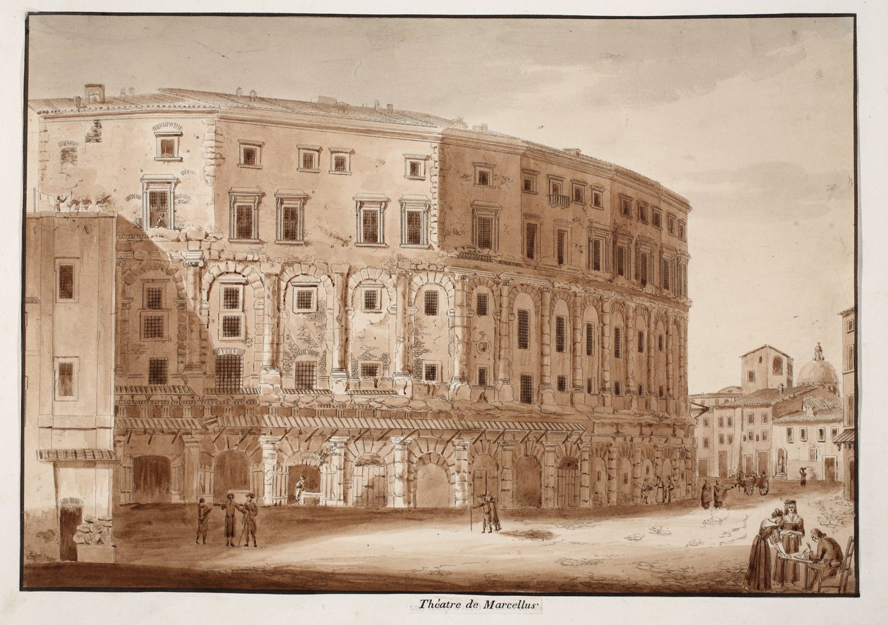Divadlo Marcellus, 1833 (lept s hnědou lazurou) od Agostino Tofanelli