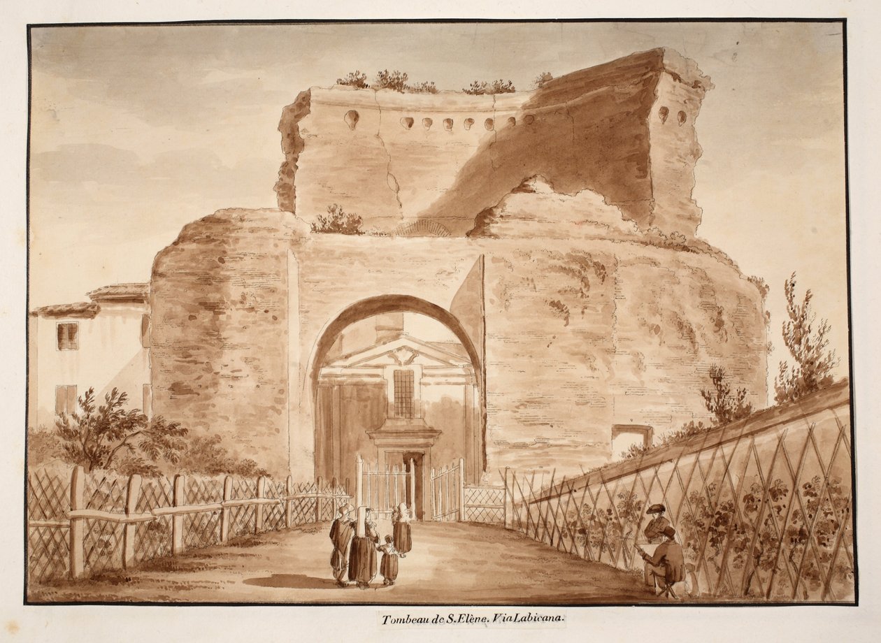 Hrob svaté Heleny, Via Labicana, 1833 (lept s hnědým lavírováním) od Agostino Tofanelli