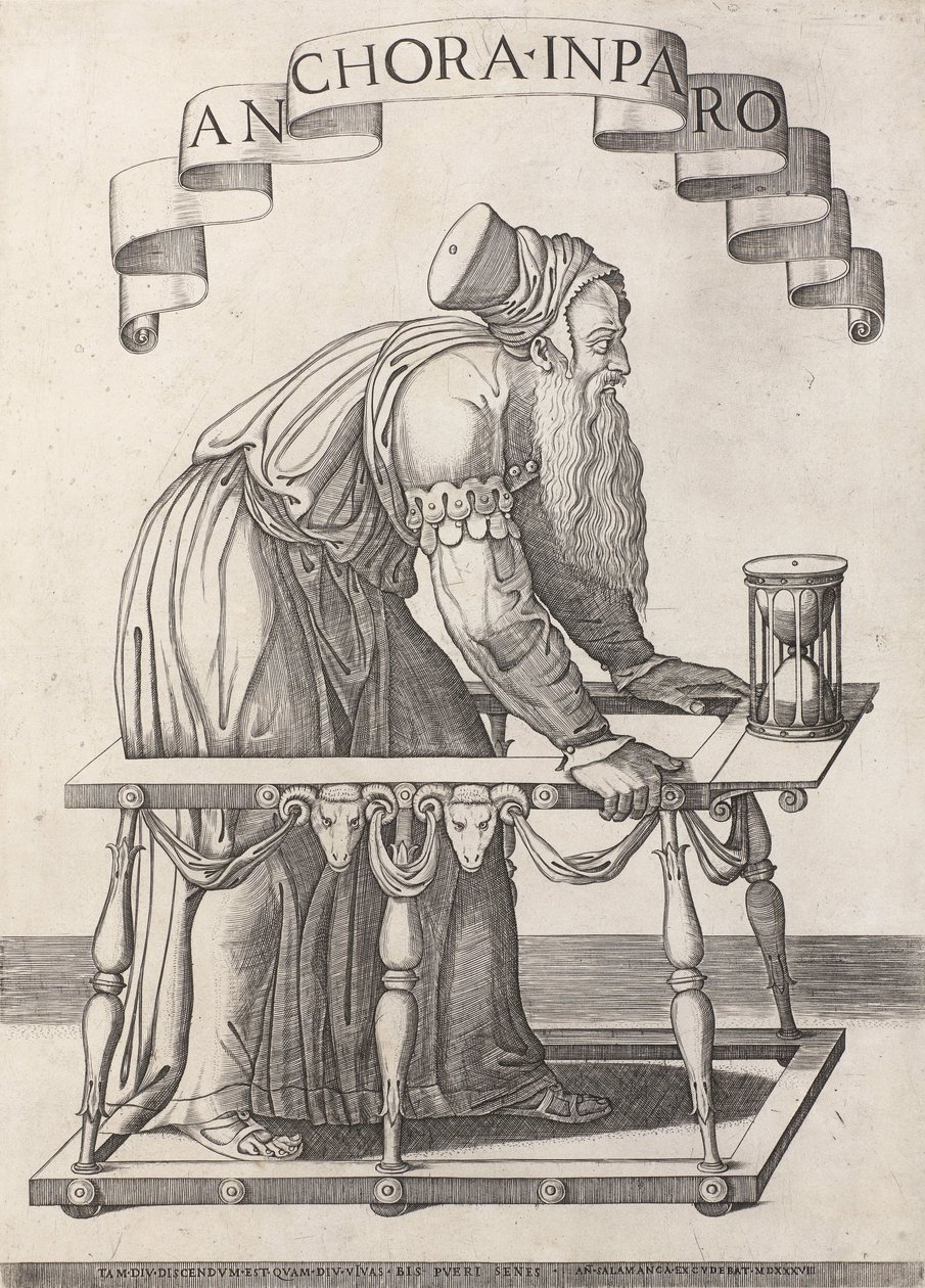 Alegorie stáří Anchora inparo (název na objektu) od Agostino Veneziano (attributed to)