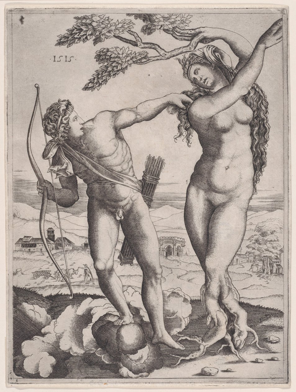 Apollo a Daphne, datováno 1515., datováno 1515. od Agostino Veneziano