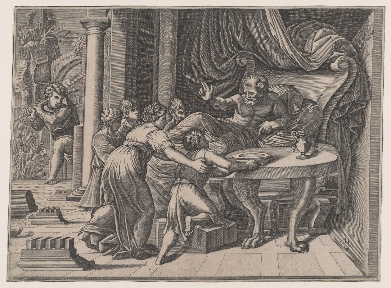 Isaac Blessing Jacob, 1524. od Agostino Veneziano