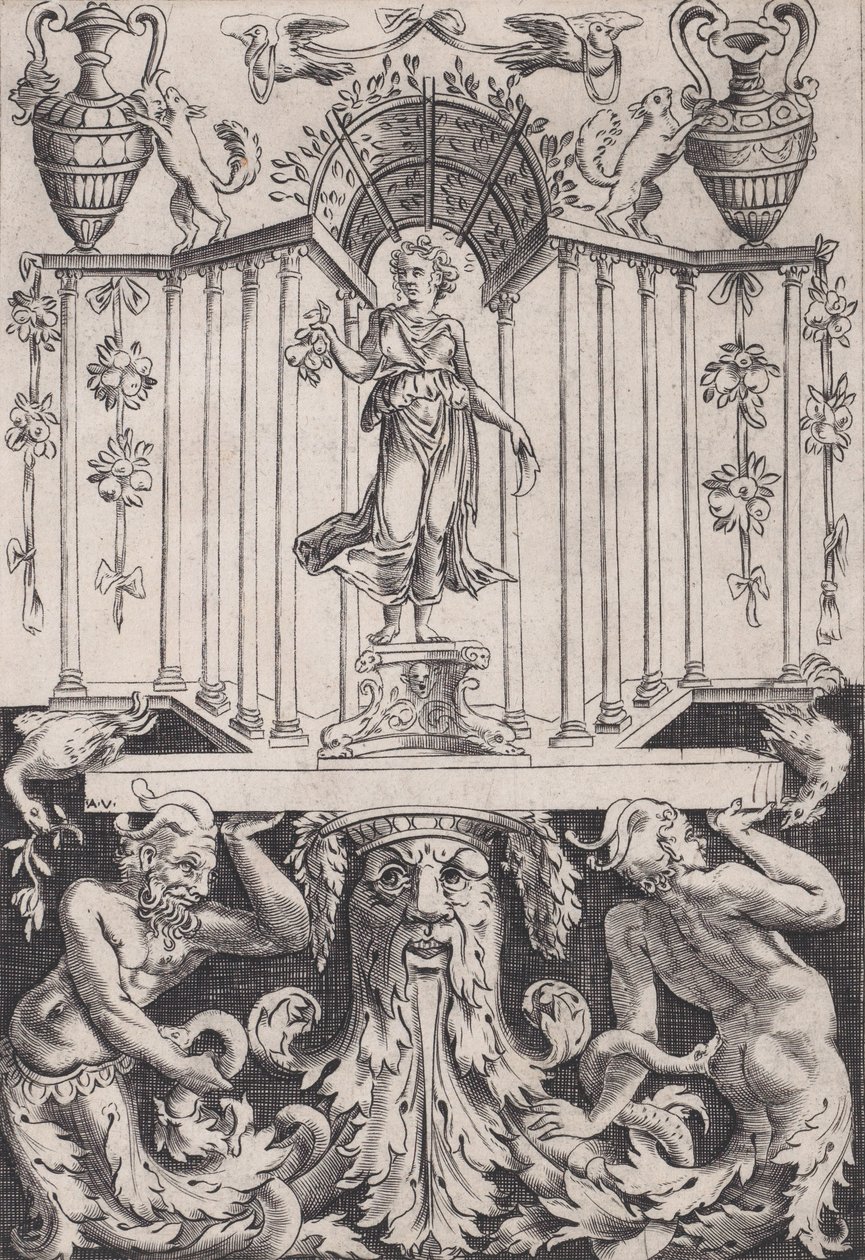 Ornamental Panel, ca. 1514-36. od Agostino Veneziano
