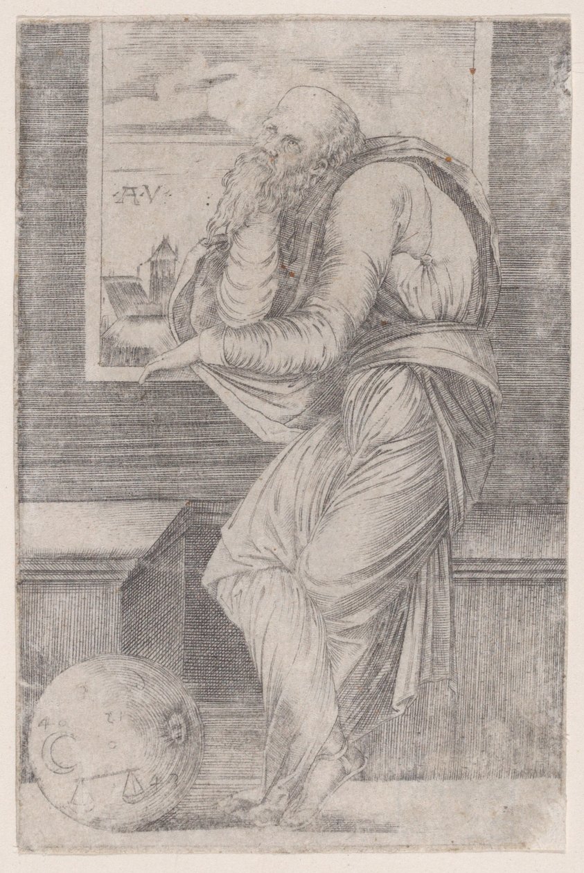 Filozof sedící blízko okna, ca. 1514-36, ca. 1514-36. od Agostino Veneziano