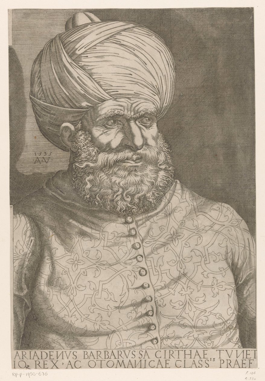 Portrét admirála Khaira ad-Din Barbarossy od Agostino Veneziano