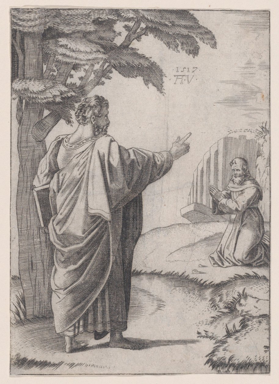 Svatý Pavel a františkánský mnich z roku 1517. od Agostino Veneziano