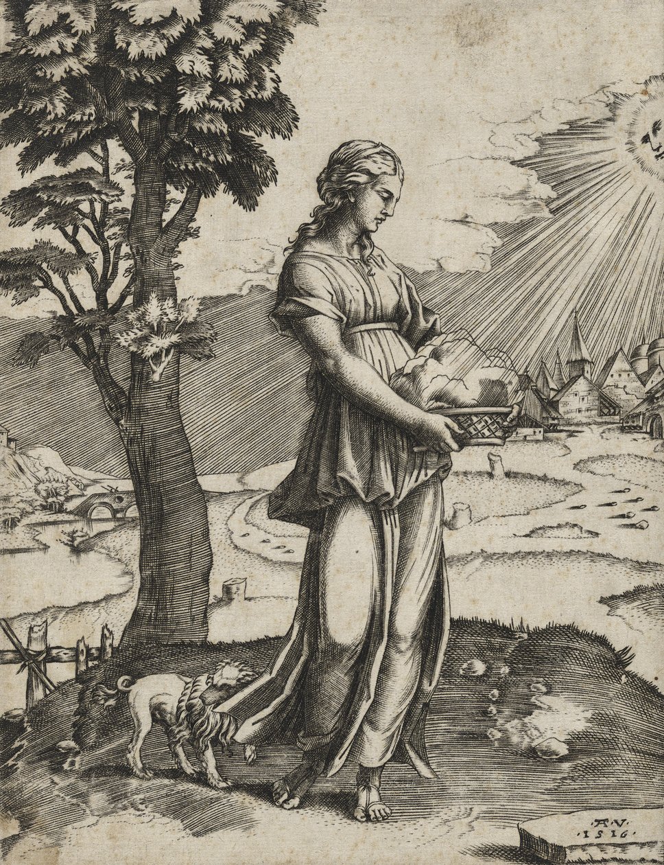 The Cumaean Sybil, 1516 (rytina na položený papír) od Agostino Veneziano