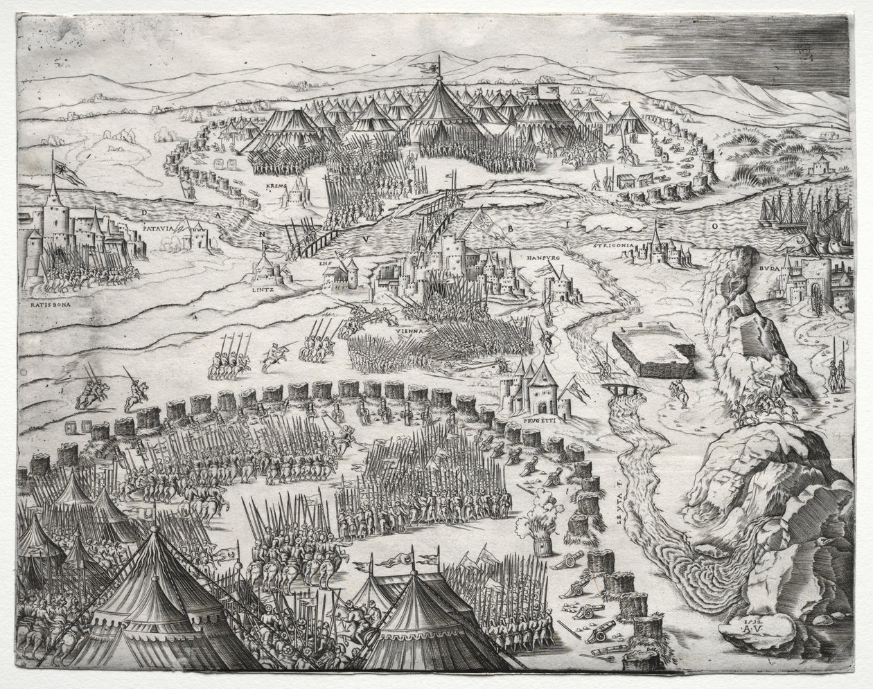 Postavení a tábor armád Karla V. a Solimana II od Agostino Veneziano