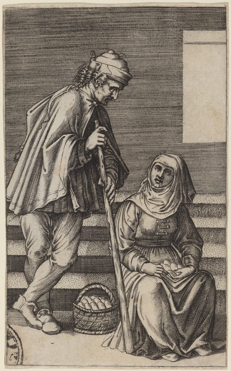 Sedlák a vejce žena od Agostino dei Musi after Raphael