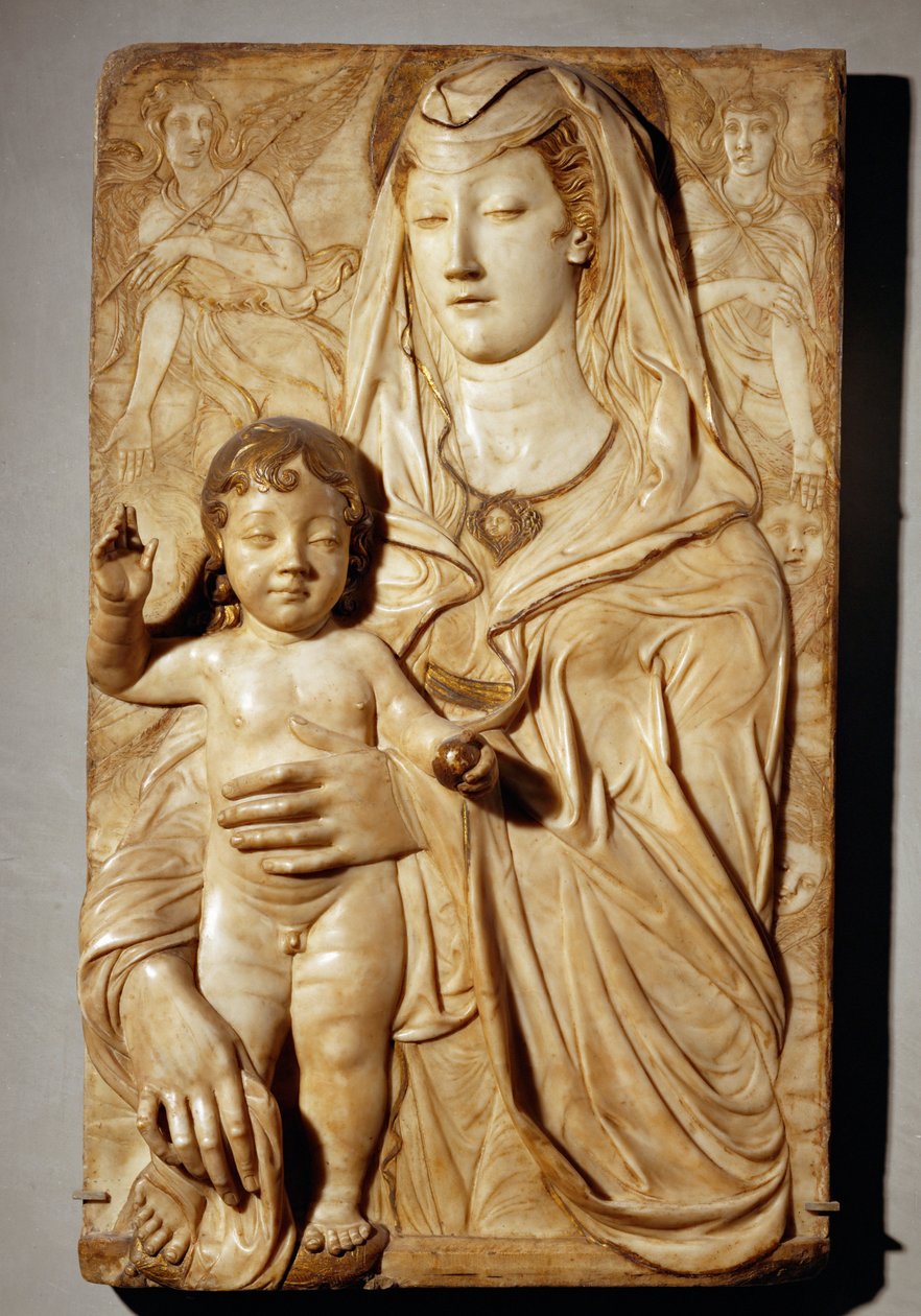 Panna s dítětem mezi dvěma anděly Mramor. Rot. 5 ... od Agostino di Duccio
