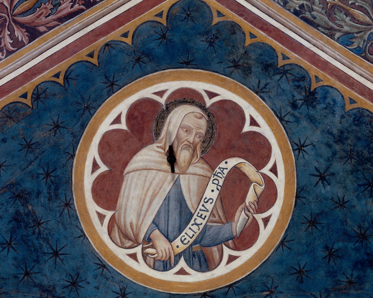 Prorok Elizeus, detail (freska) od Agostino di Marsiglio