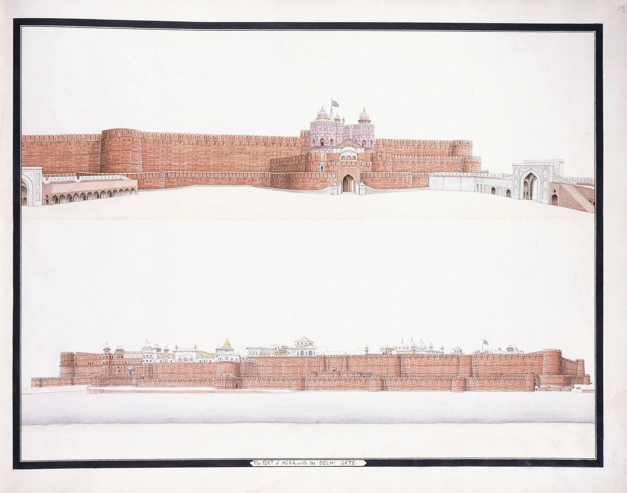 Pevnost Agra s bránou Dillí, c. 1815 od Agra School