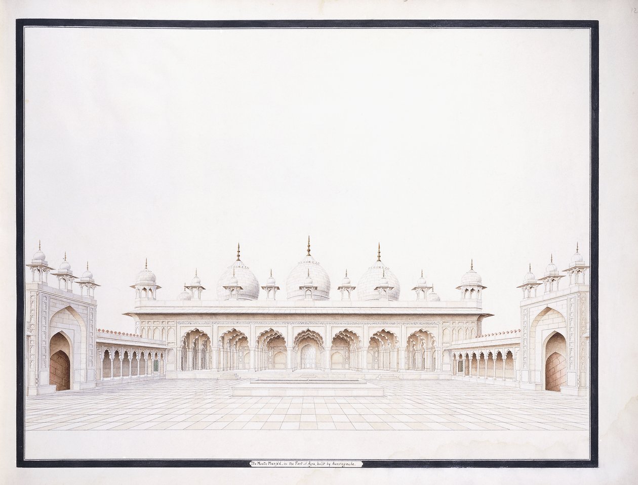 Moti Masjid v pevnosti Agra, c1815 (tužka a w/c) od Agra School