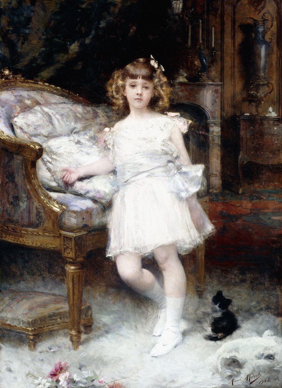 Portrét Janine Potinové s kotětem, 1904 od Aimé Nicolas Morot