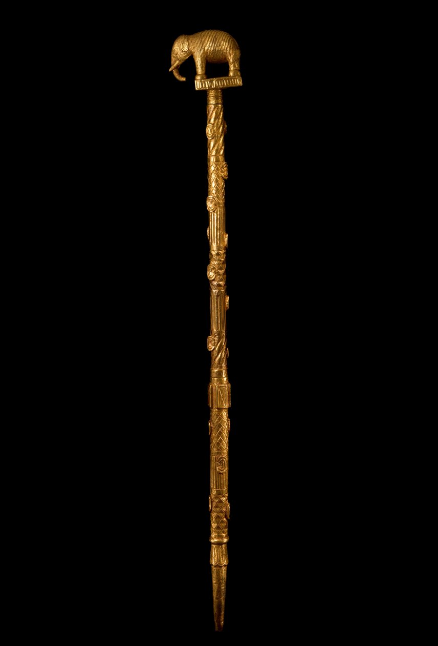 Lingvist Staff with Elephant Finial, Ghana, c.1890 (dřevo a plátkové zlato) od Akan School