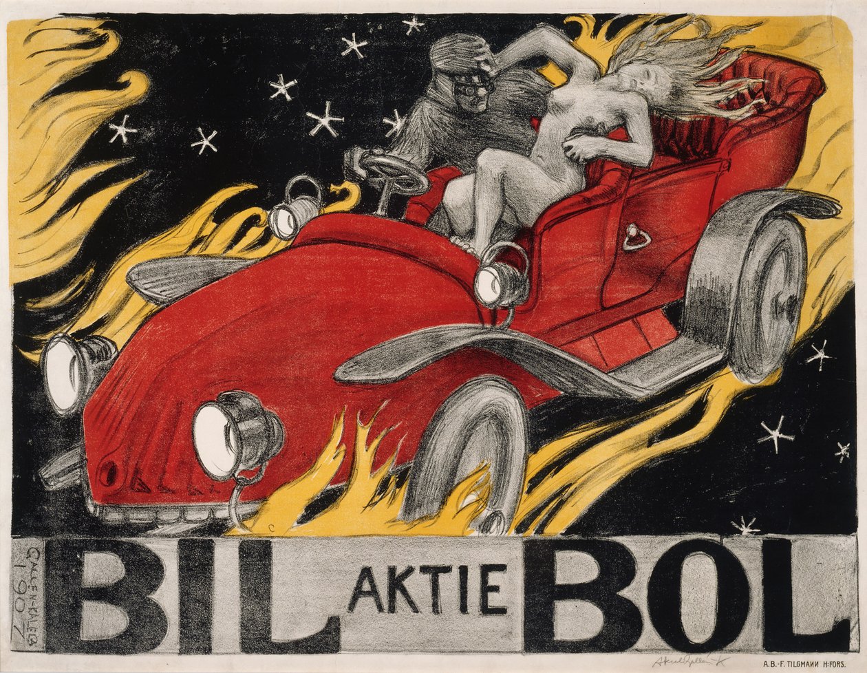 Bil-Bol, plakát pro prodejce automobilů od Akseli Gallen-Kallela
