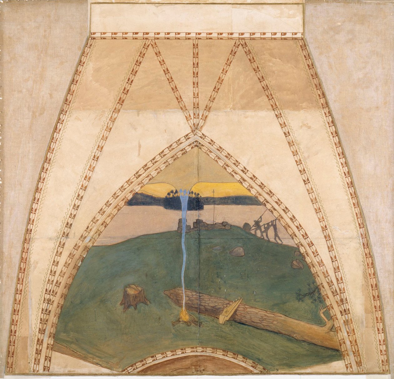 Heidentum und Christentum, Skizze für die Kuppelfresken des finnischen Pavillons auf der Weltausstellung 1900 in Paris od Akseli Gallen-Kallela