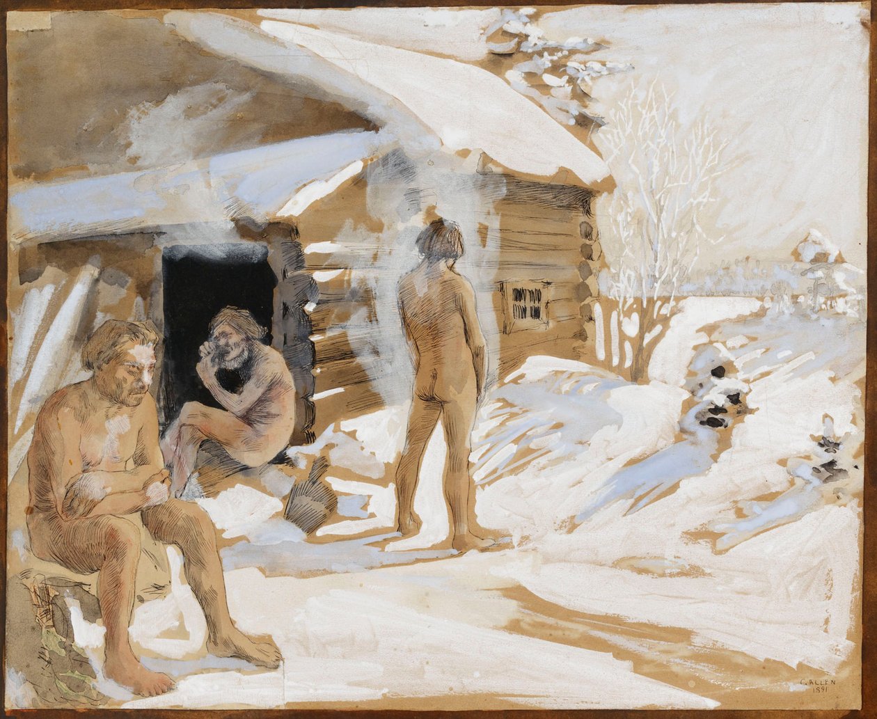 Venku před saunou od Akseli Gallen-Kallela