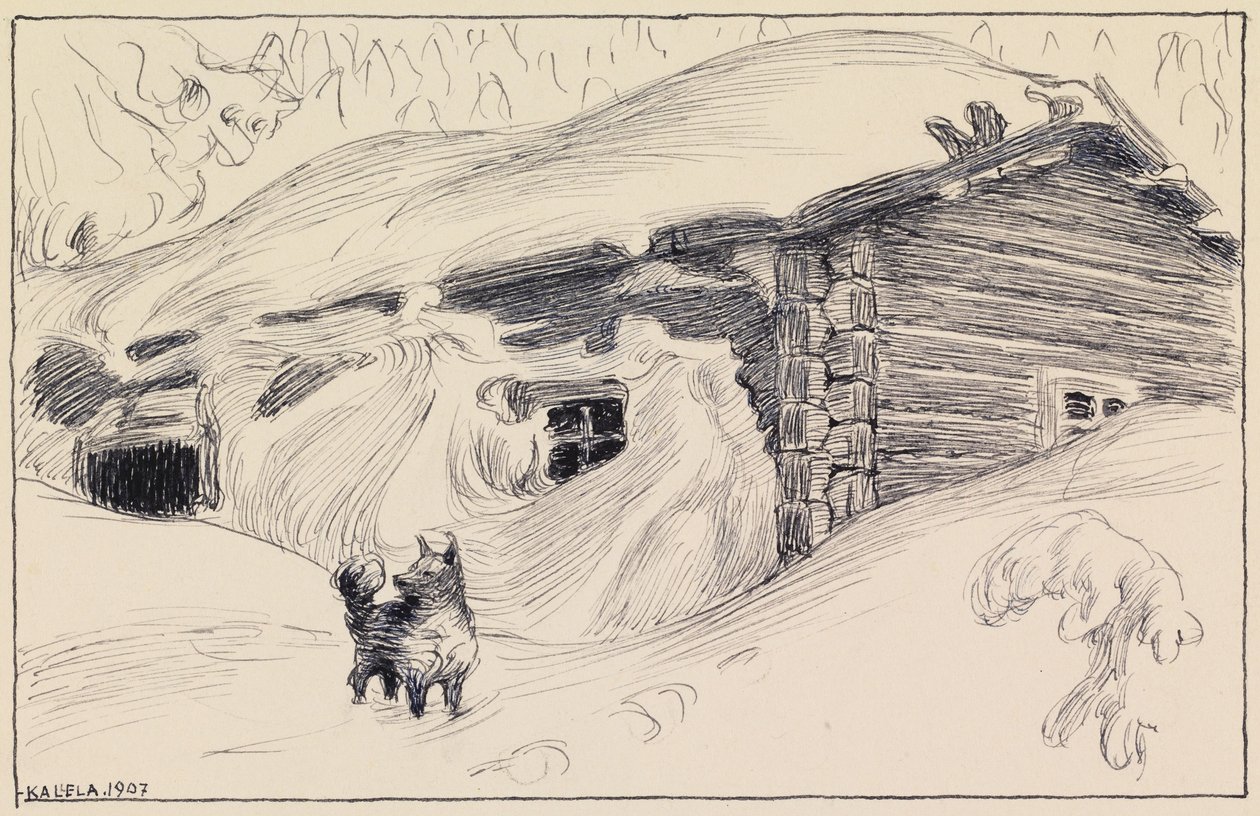 Chata ve sněhu od Akseli Gallen-Kallela