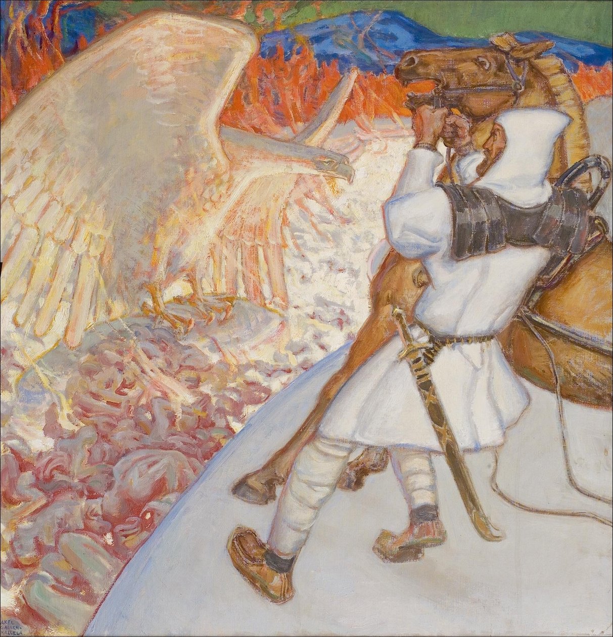 Lemminkäinen u řeky Tuonela, 1920 od Akseli Gallen Kallela
