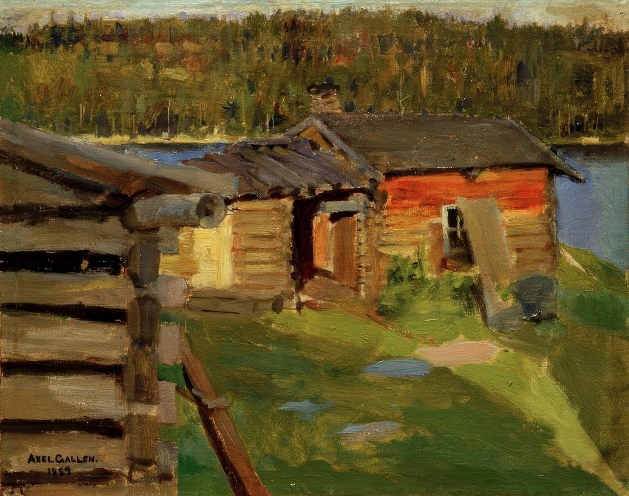 Ekola-Hof ve večerním světle od Akseli Valdemar Gallen Kallela