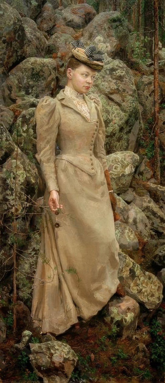 Marie Gallén ve skalnaté krajině od Akseli Valdemar Gallen Kallela