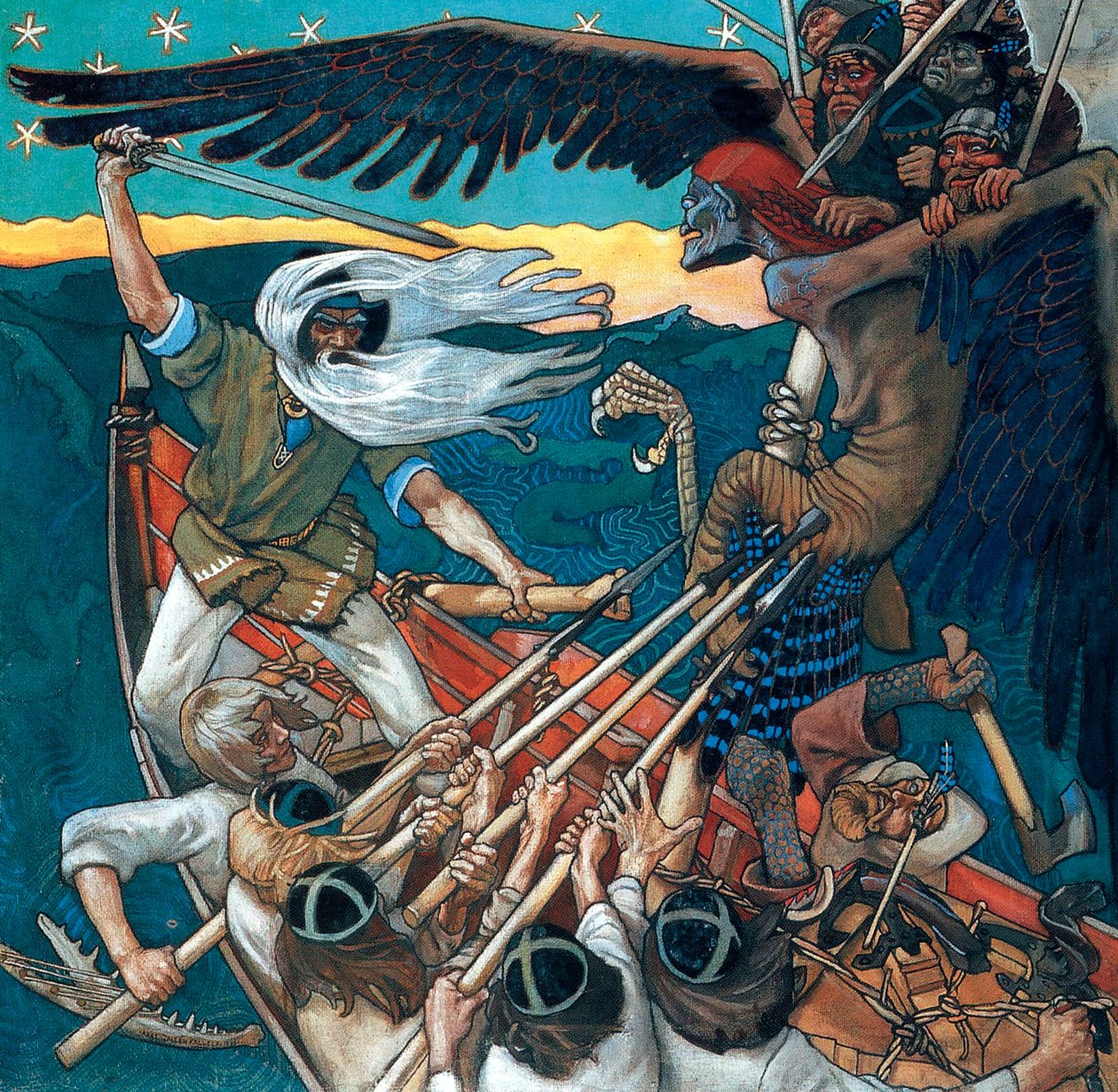 Obrana Sampa, 1896 (tempera na plátně) od Akseli Valdemar Gallen Kallela