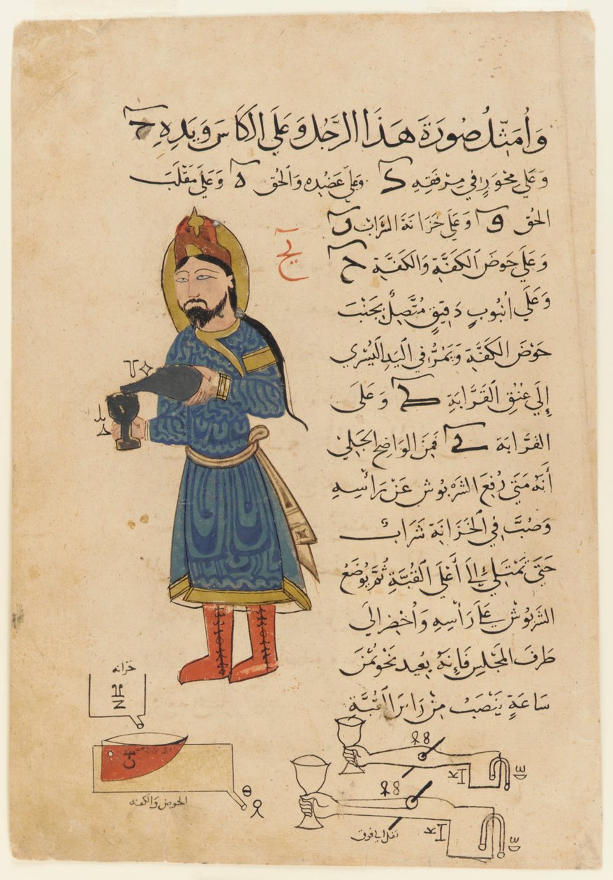 Al-Jazari, Mechanické zařízení na nalévání nápoje 1354 od Al Jazari