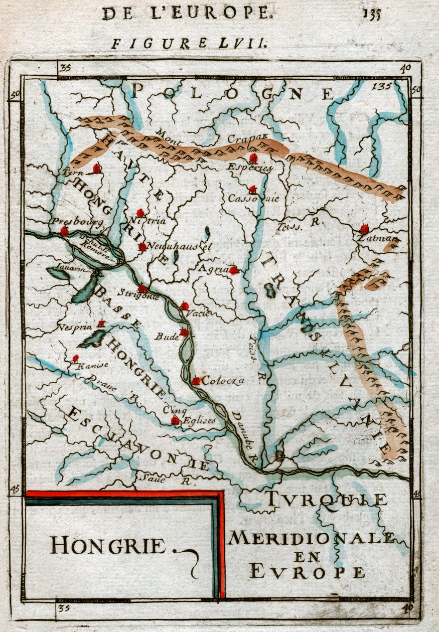 Mapa Maďarska 1683 od Alain Manesson Mallet