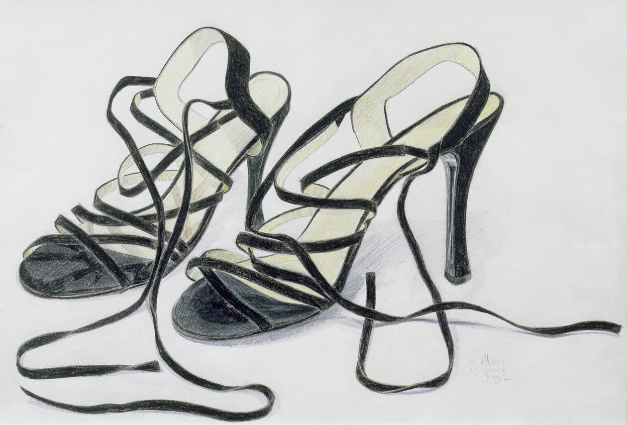 Black Strappy Shoes, 1997 (barevná tužka na papíře) od Alan Byrne