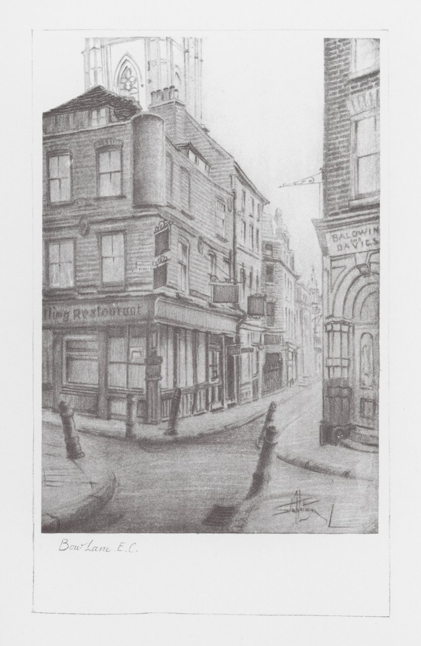 London Lanes: Bow Lane (litografie) od Alan Stapleton