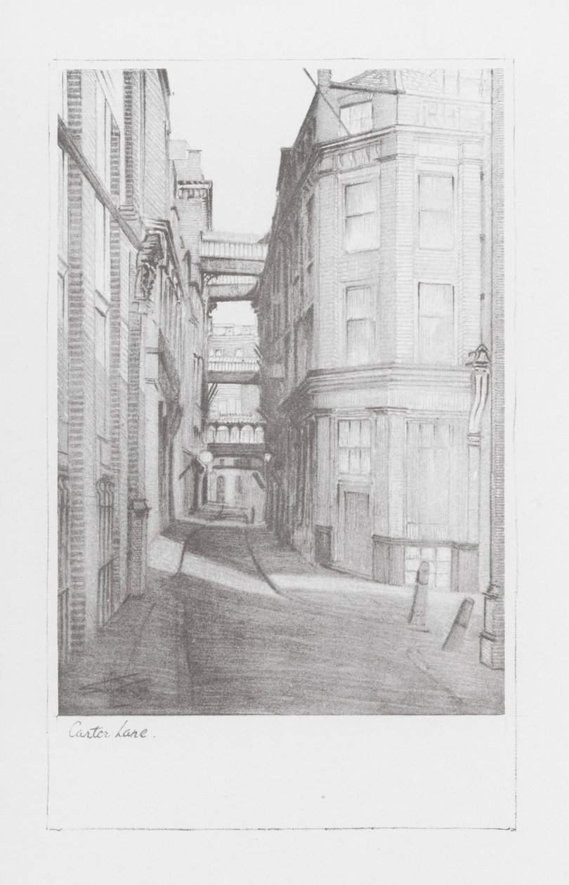 London Lanes: Carter Lane (litografie) od Alan Stapleton