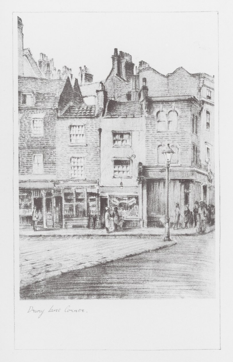London Lanes: Drury Lane Corner (litografie) od Alan Stapleton